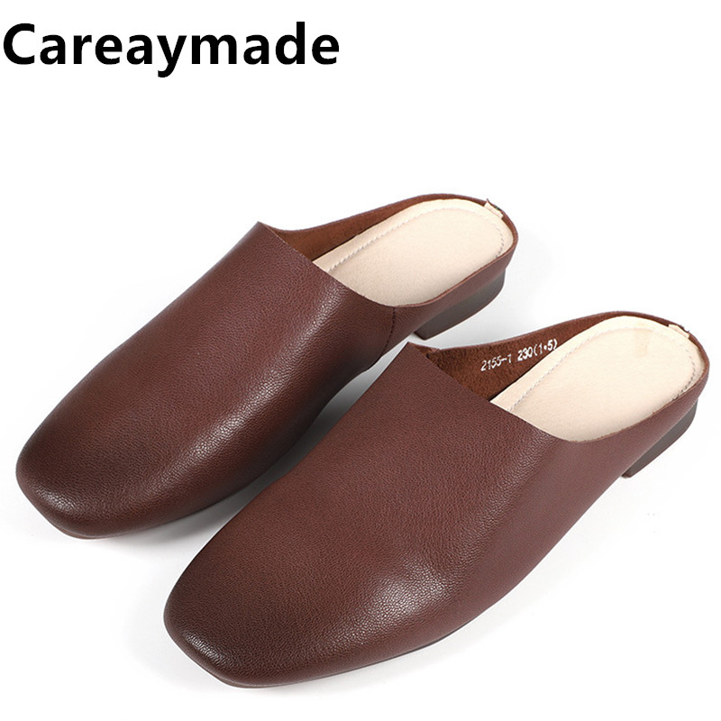 Women'S Fashion Korea - Careaymade-Summer 100% Genuine leather women slippers,Fashion