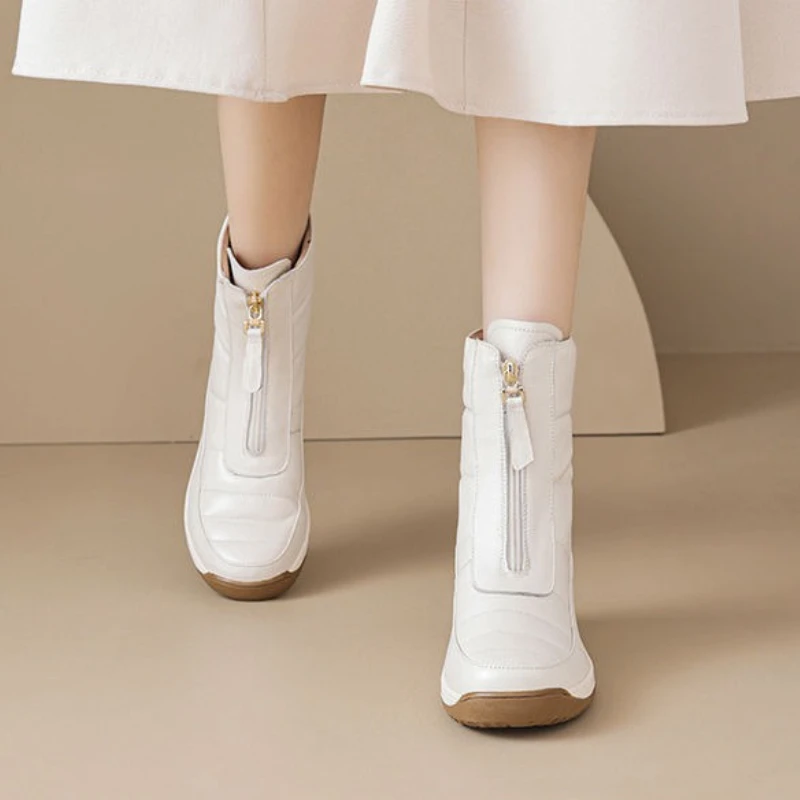 Sale Fashion Women - Booties Round Toe Waterproof With Zipper