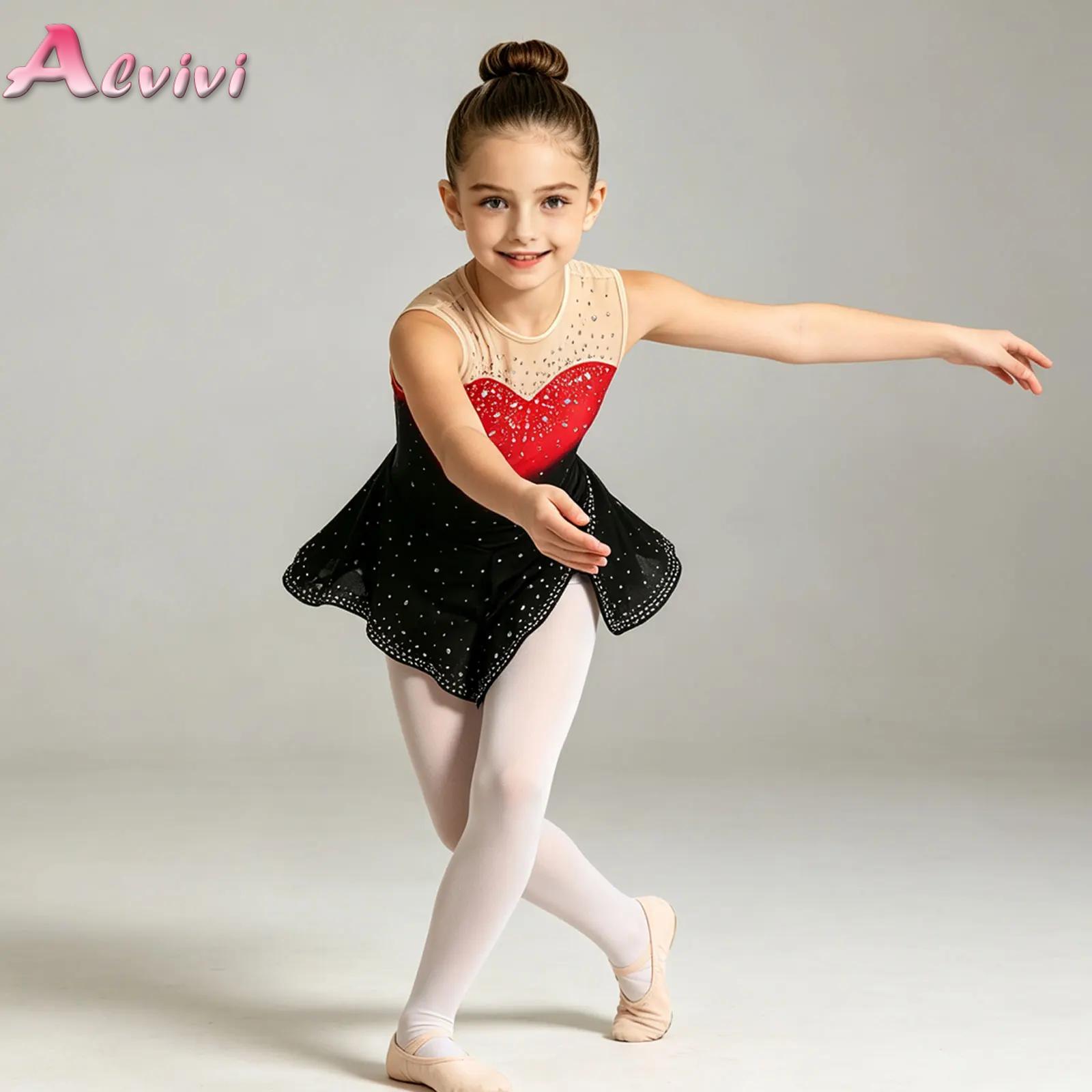 Sleeveless Jumpsuit - Kids Girls Sleeveless Mesh Rhinestone Bodysuit