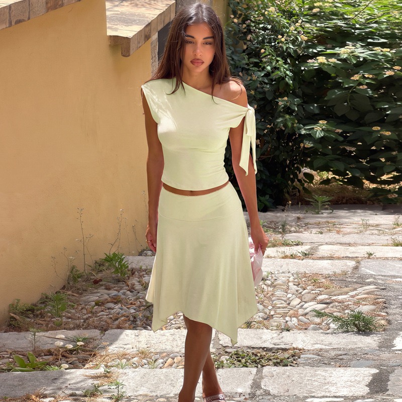 Asymmetric Top Women - Women 2 Piece Outfit Set Off
