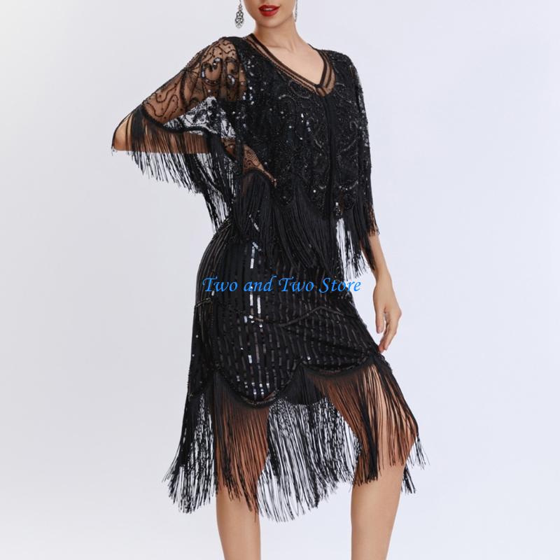 Women'S Fashion Of The 1920S - HX6F Sparkling Sequined Capelet Nostalgic Shawl