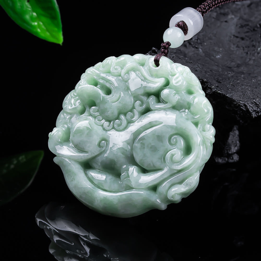 Women Fashion Designers - Natural Myanmar Jadeite Pixiu Pendant Necklace
