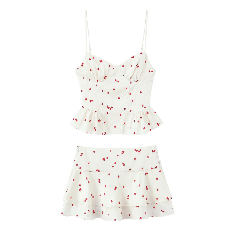 V Neck Cami Top - 2026Women Summer Outfits Strawberry Print Spaghetti