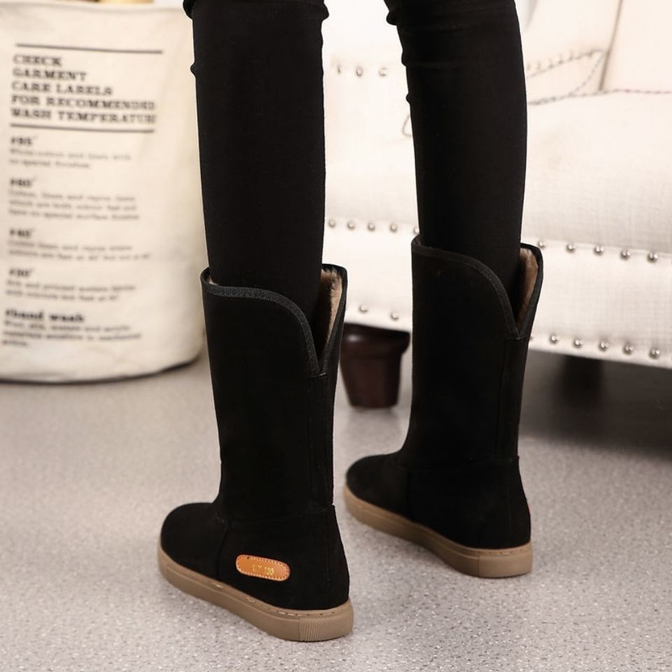 Sale Fashion Women - Black Fleece-Lined Woman Shoes Half High