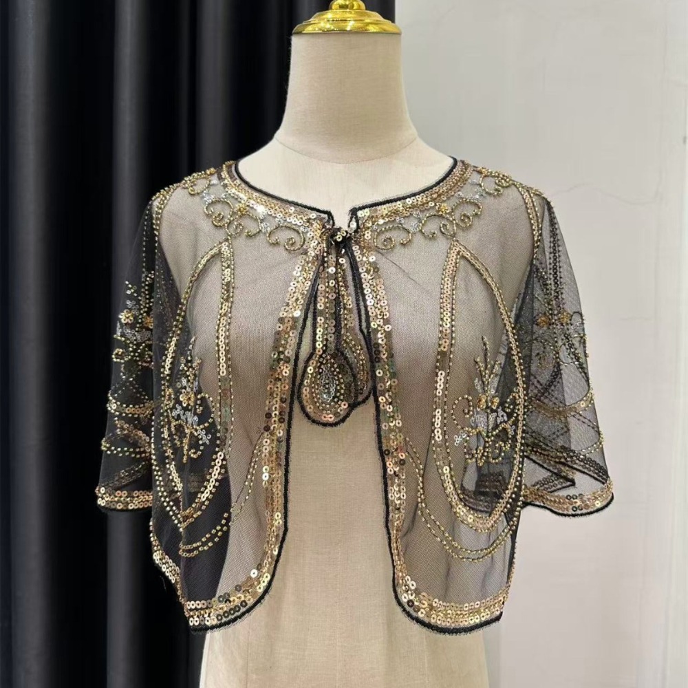 Women'S Fashion Of The 1920S - Elegant Sequin Embroidery Flapper Shawl Beaded