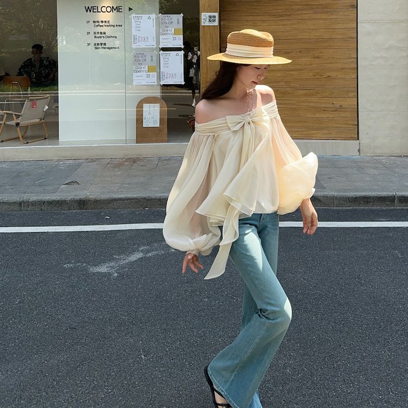 French Style Off Shoulder Puff - Asymmetric Top Women recension och pris