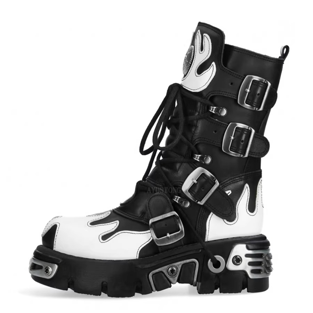 Fashion New Men's Flame Metal  - Women'S Fashion Riding Boots recension och pris