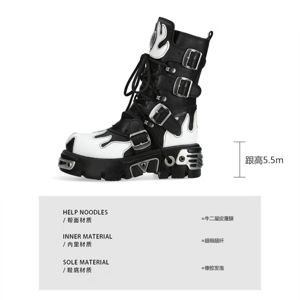 Fashion New Men's Flame Metal  - Women'S Fashion Riding Boots recension och pris