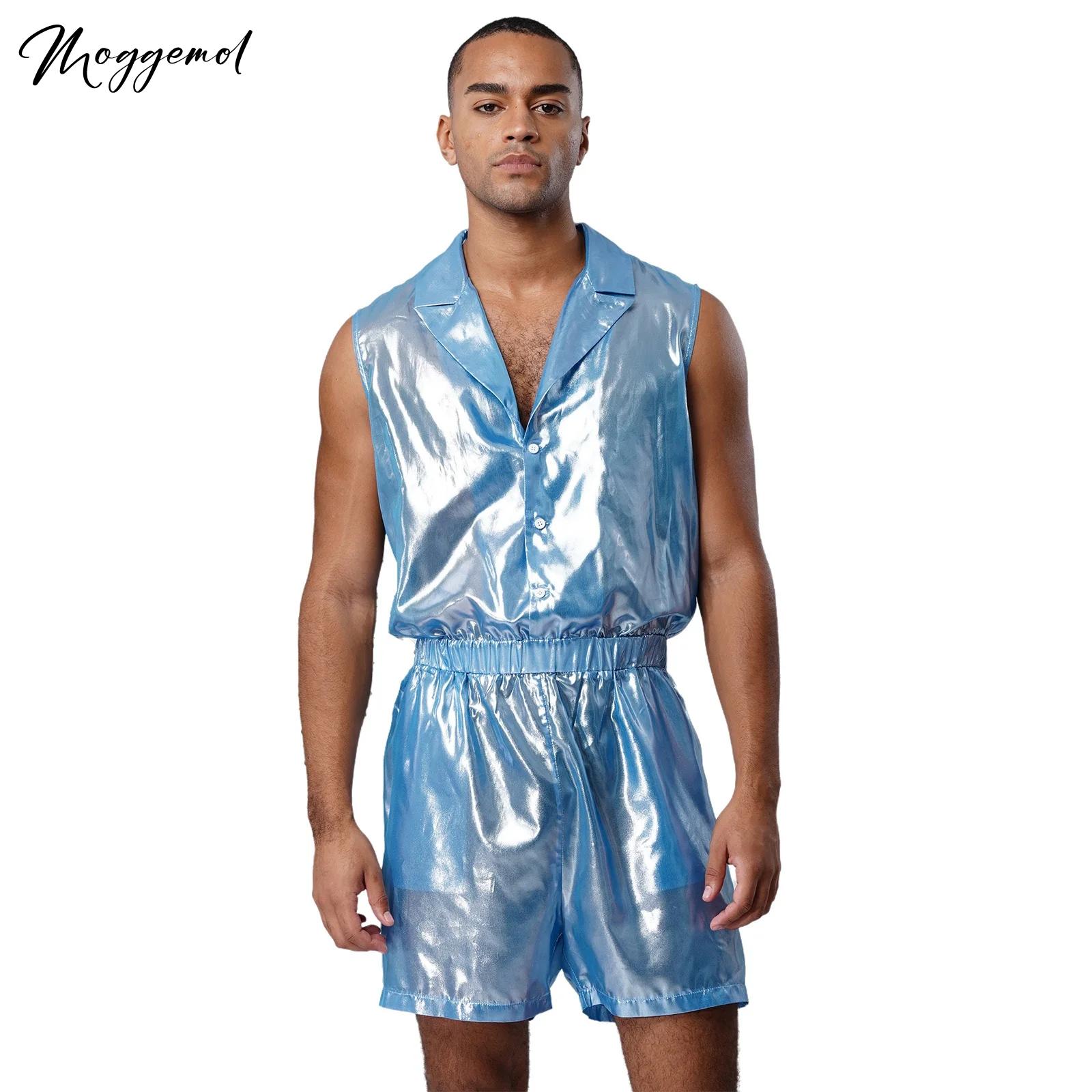 Mens Sheer Shiny Metallic Chif - Sleeveless Jumpsuit recension och pris
