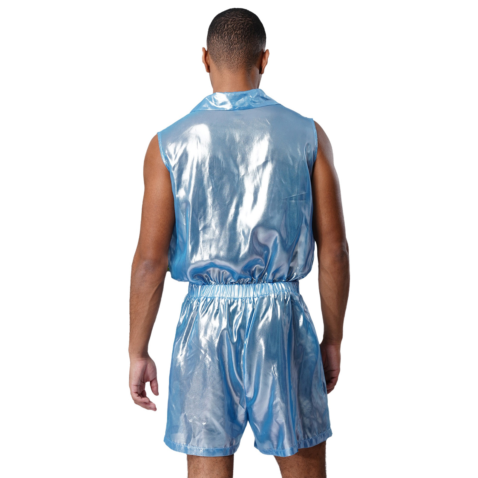 Mens Sheer Shiny Metallic Chif - Sleeveless Jumpsuit recension och pris