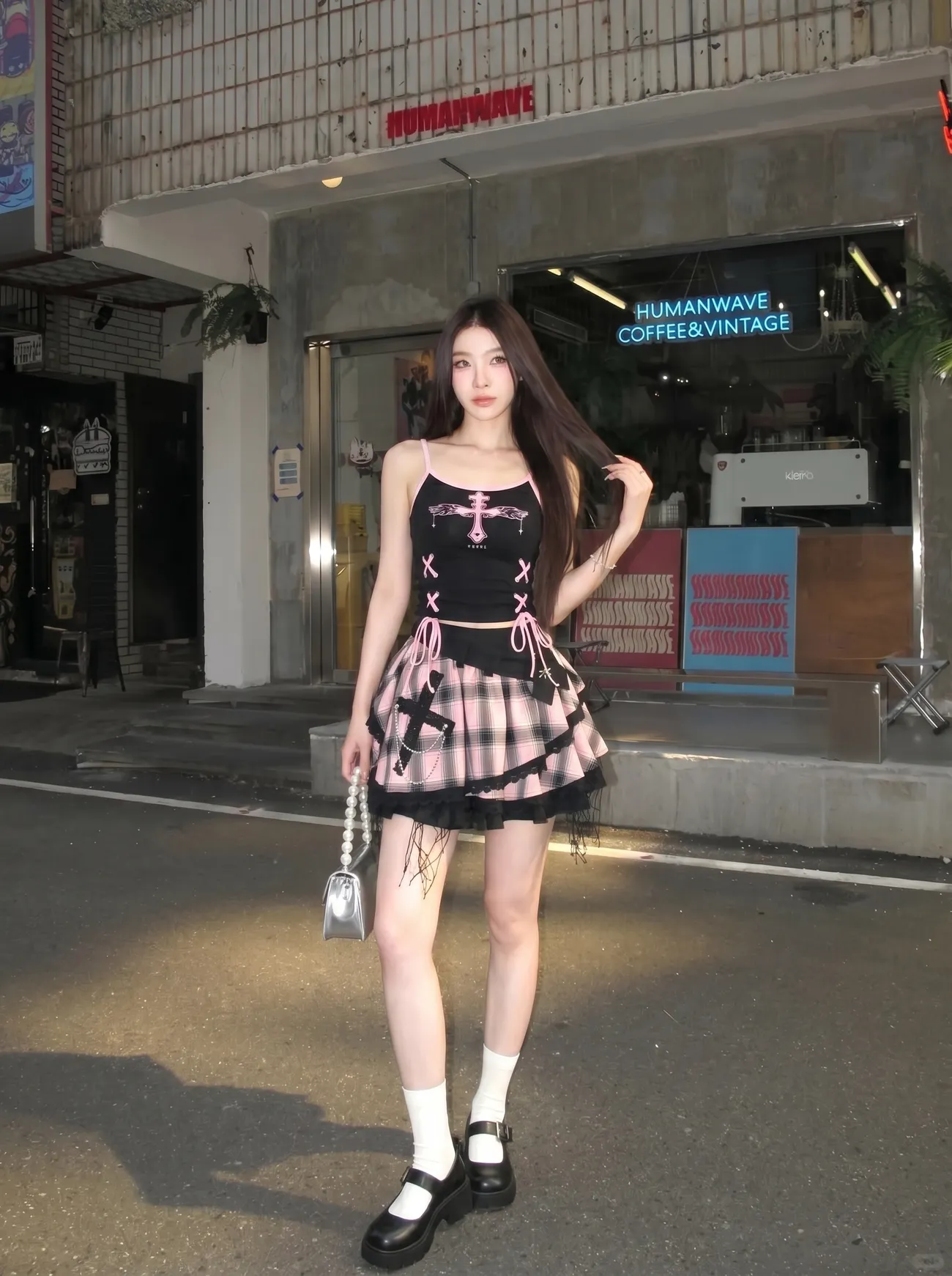 Vintage Y2K Dark Sweet Skirt S - V Neck Cami Top recension och pris