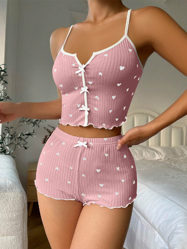 2026 new Sexy Heart Print Paja - V Neck Cami Top recension och pris