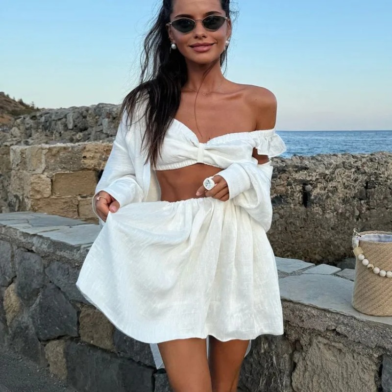 Tank Top Puffy Mini Skirt Two  - V Neck Cami Top recension och pris