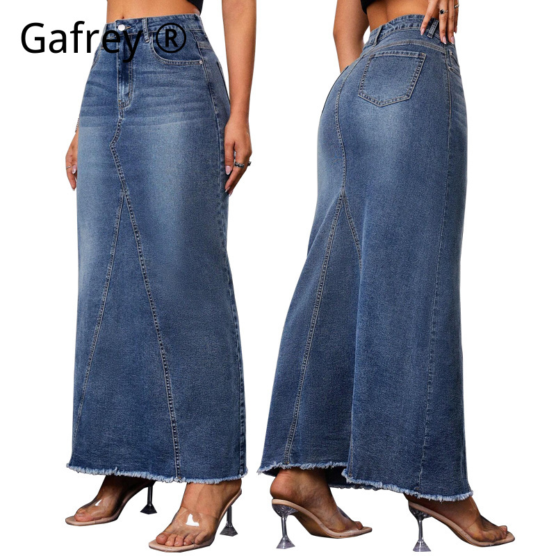 Women Denim Midi Skirt High Wa - Women Fashion Jeans recension och pris