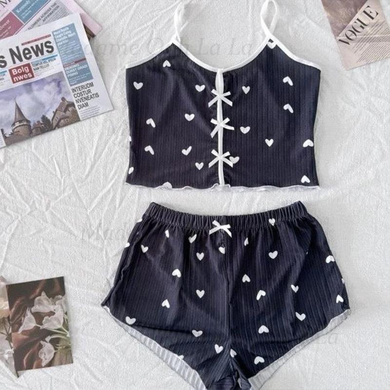 Sexy Heart Print Pajama Set fo - V Neck Cami Top recension och pris