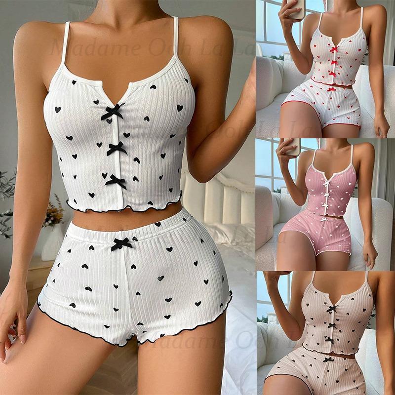 Sexy Heart Print Pajama Set fo - V Neck Cami Top recension och pris