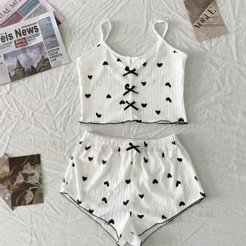 Sexy Heart Print Pajama Set fo - V Neck Cami Top recension och pris