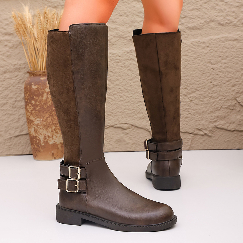 Fashion Buckle Brown Pu Leathe - Women'S Fashion Riding Boots recension och pris
