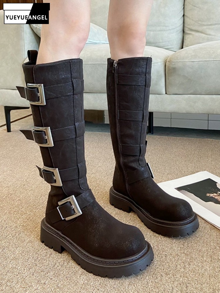 Fashion Women Multi Buckle Kne - Women'S Fashion Riding Boots recension och pris