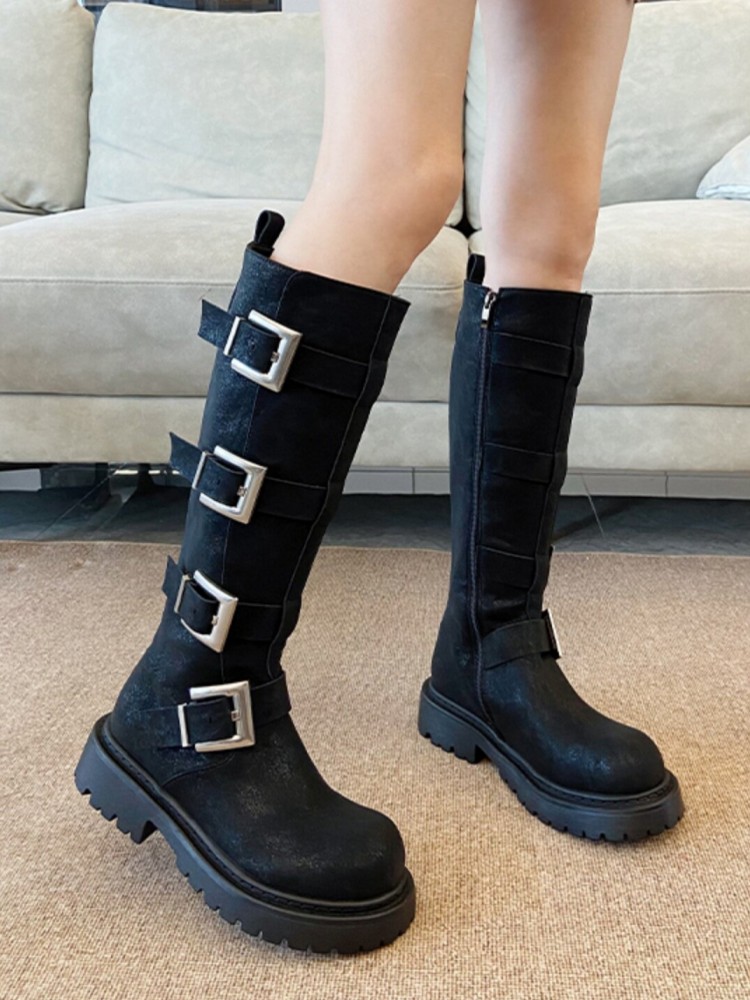 Fashion Women Multi Buckle Kne - Women'S Fashion Riding Boots recension och pris