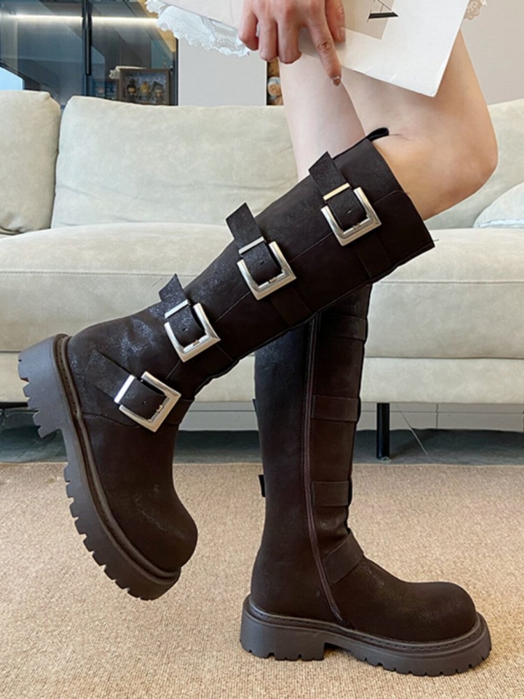 Fashion Women Multi Buckle Kne - Women'S Fashion Riding Boots recension och pris