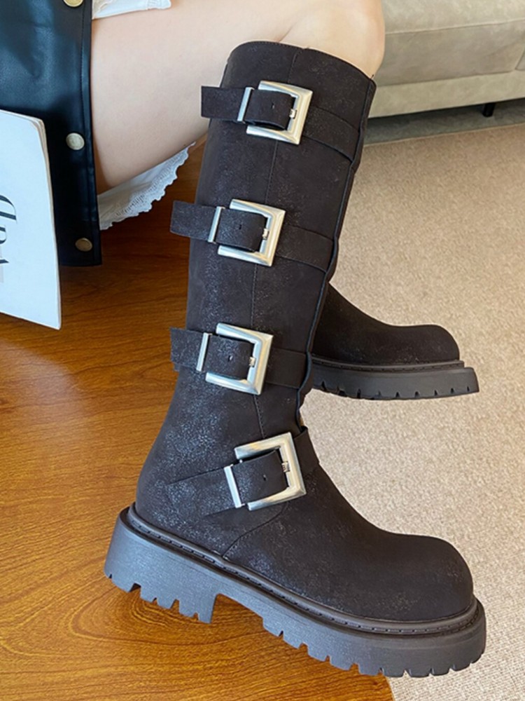 Fashion Women Multi Buckle Kne - Women'S Fashion Riding Boots recension och pris