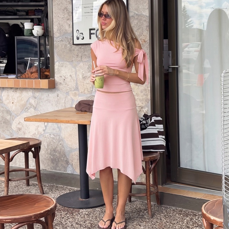 Women 2 Piece Outfit Set Off S - Asymmetric Top Women recension och pris