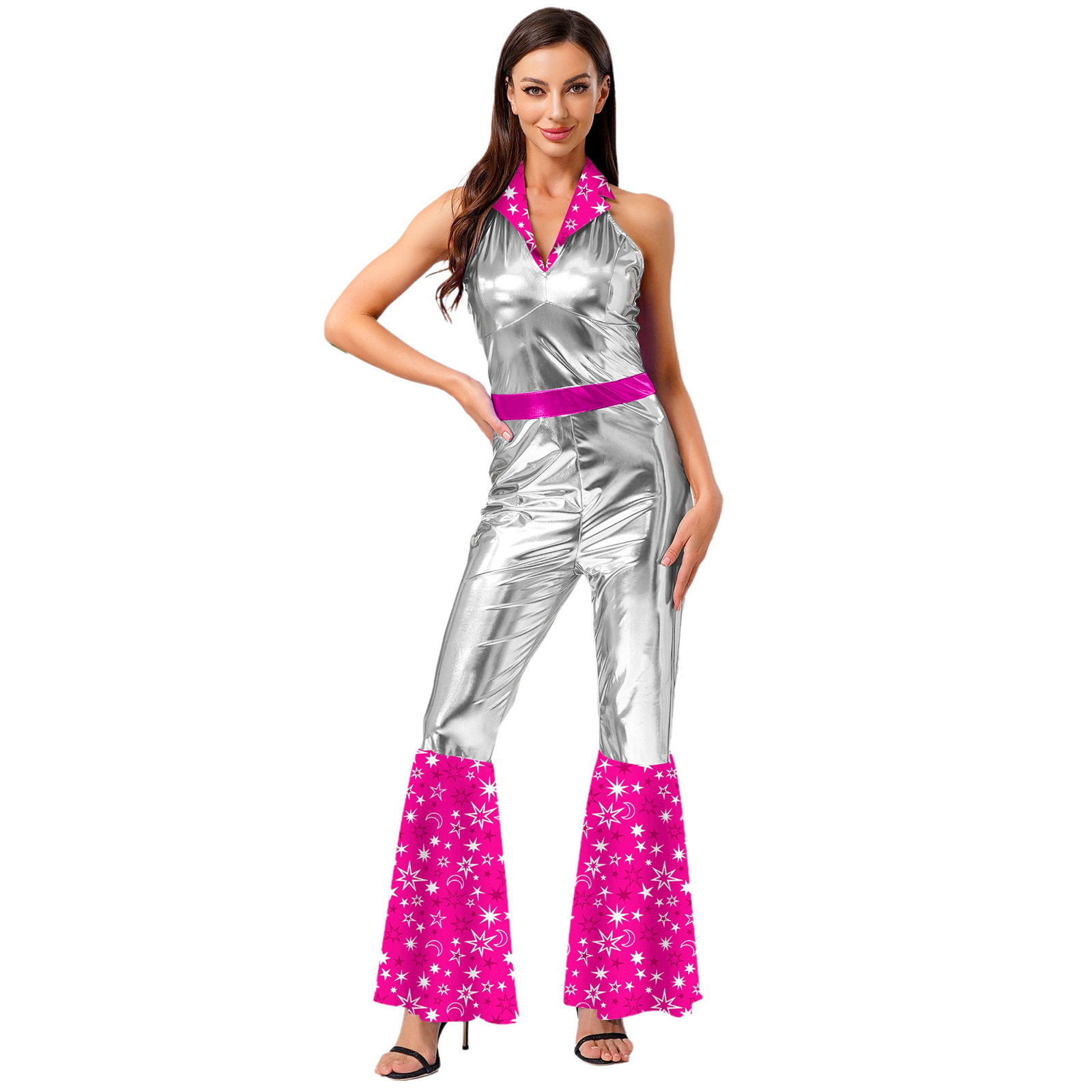 Women 70s 80s Disco Vintage Ju - Sleeveless Jumpsuit recension och pris