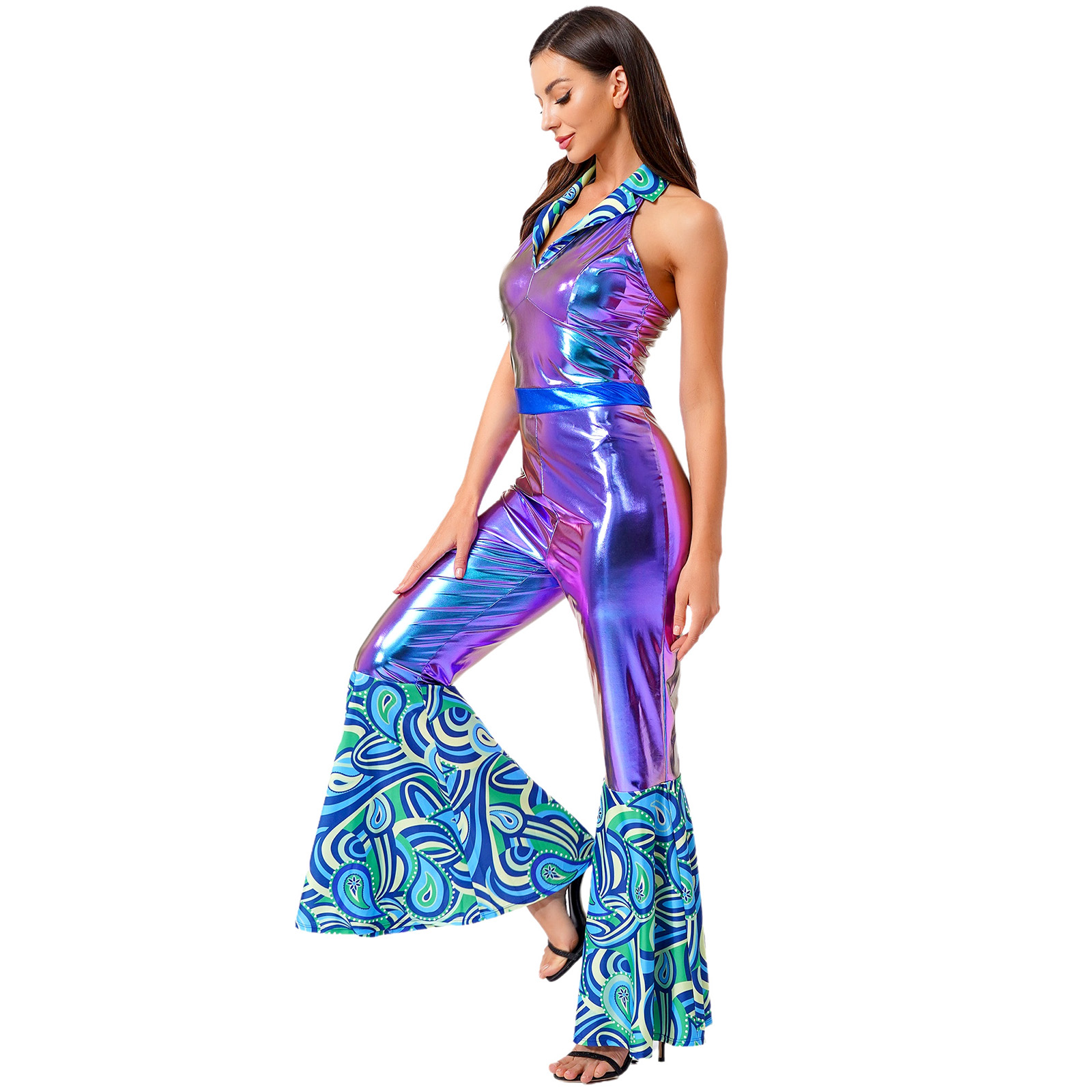 Women 70s 80s Disco Vintage Ju - Sleeveless Jumpsuit recension och pris
