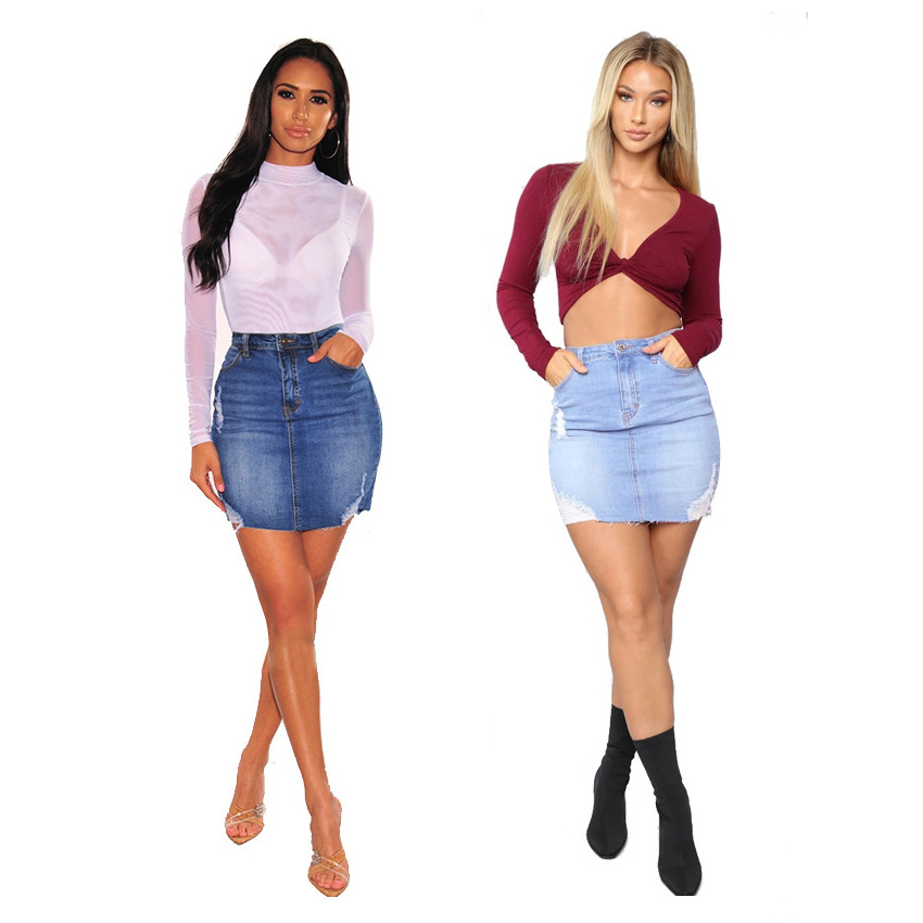 Distressed Denim Mini Skirts F - Women Fashion Jeans recension och pris