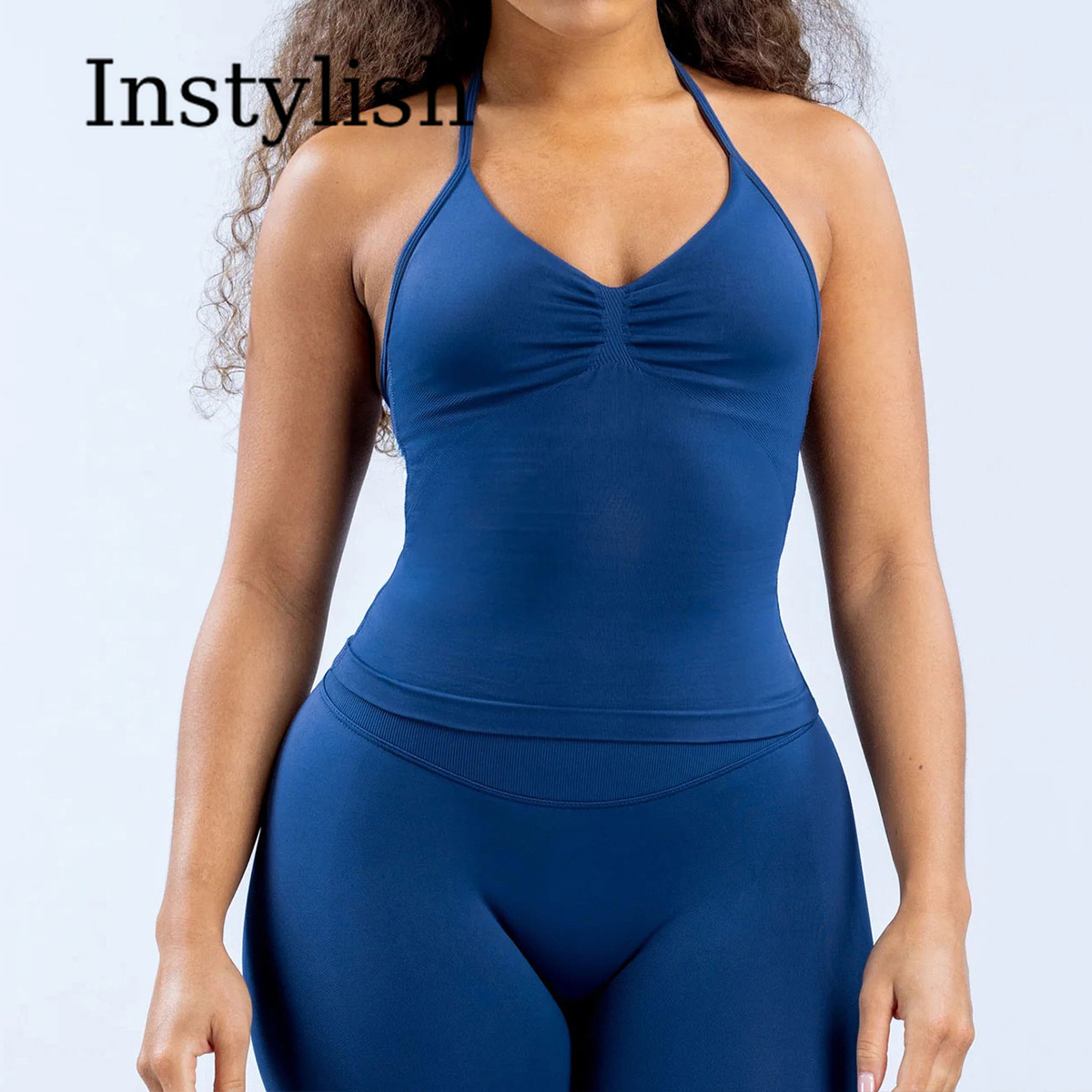 Women Seamless Yoga 2 Piece Se - V Neck Cami Top recension och pris