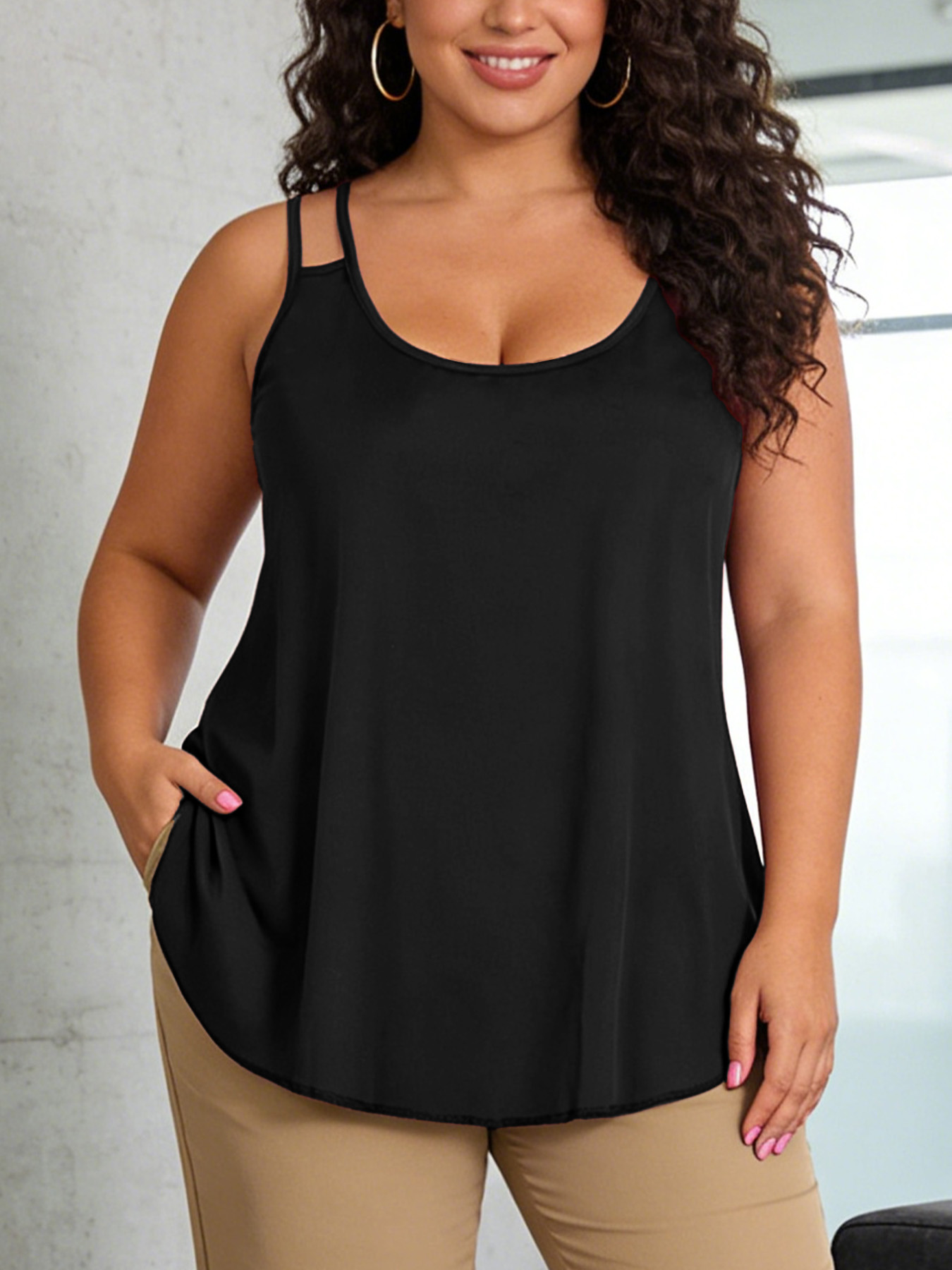 Plus Size Women Cami Top Doubl - V Neck Cami Top recension och pris