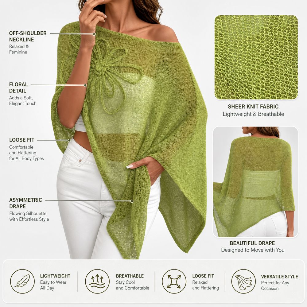 Stylish Off Shoulder Poncho To - Asymmetric Top Women recension och pris