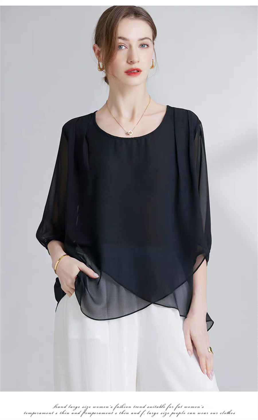 Korean Style Chiffon Plus-Size - Asymmetric Top Women recension och pris