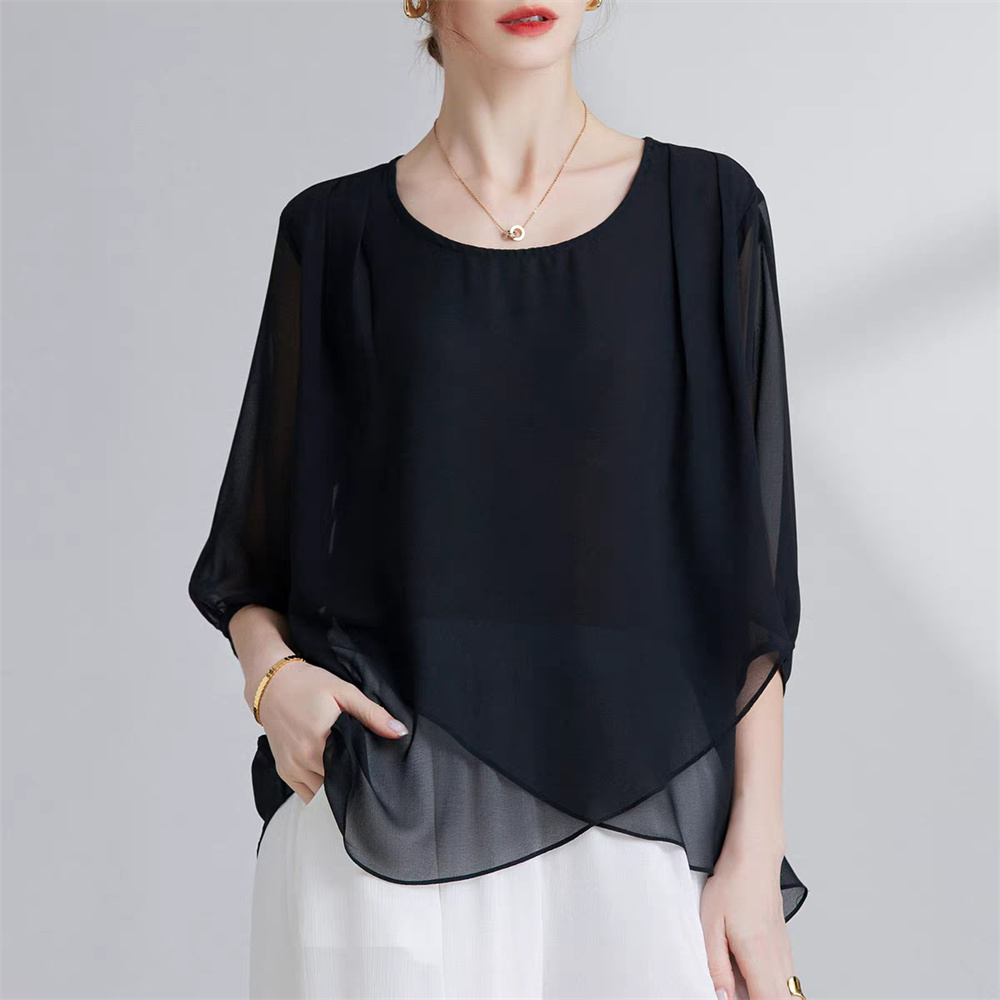 Korean Style Chiffon Plus-Size - Asymmetric Top Women recension och pris