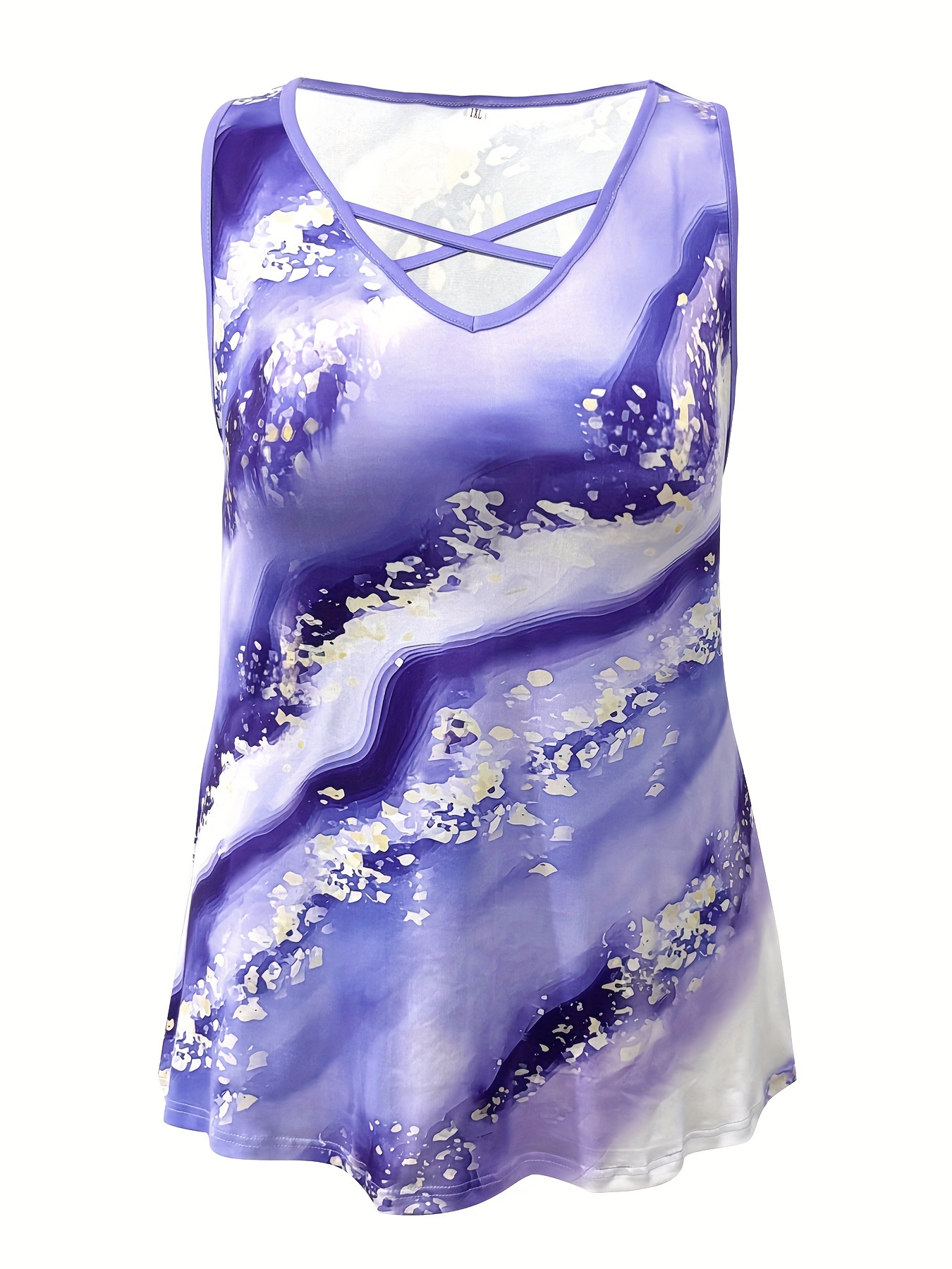 Plus Size Marble Print Tank To - V Neck Cami Top recension och pris