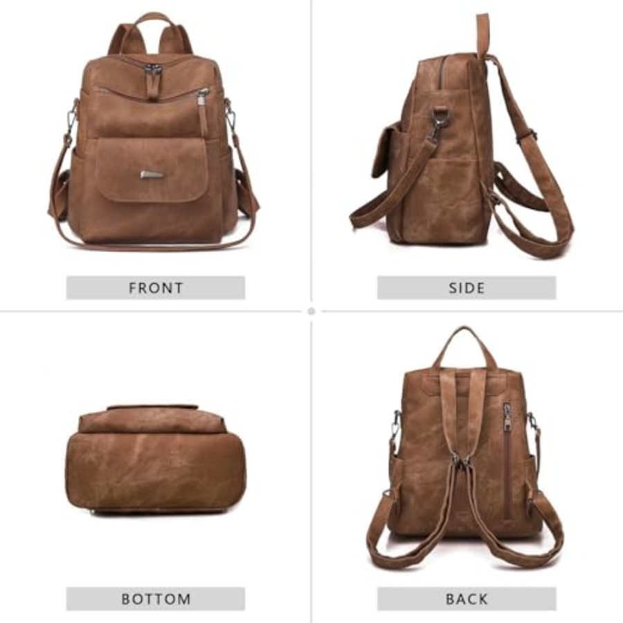 PU Leather Backpack Purse for  - Women Fashion Designers recension och pris